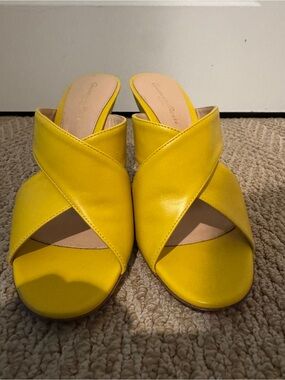 Gianvito Rossi Yellow Crisscross Mule Heels Sandal - Size EU 38.5